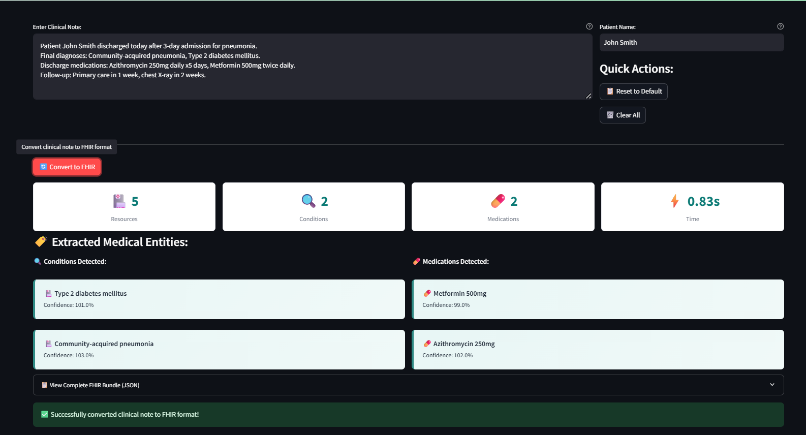FHIR Conversion Results