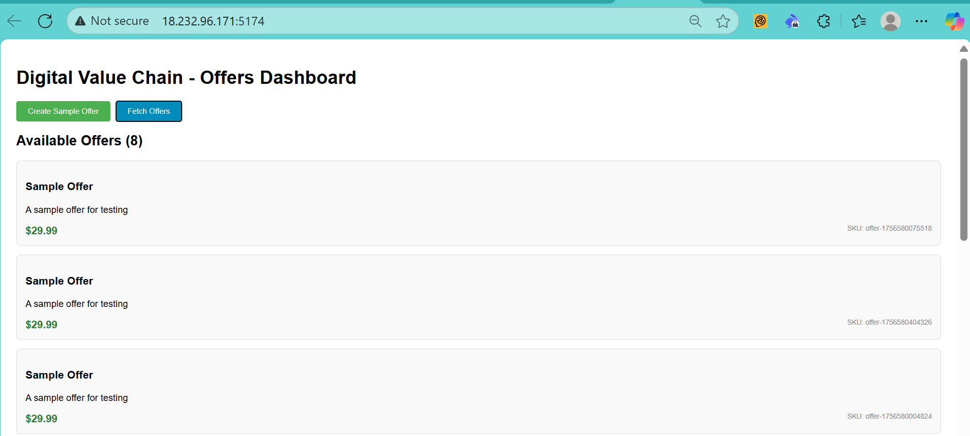 Dashboard (populated)